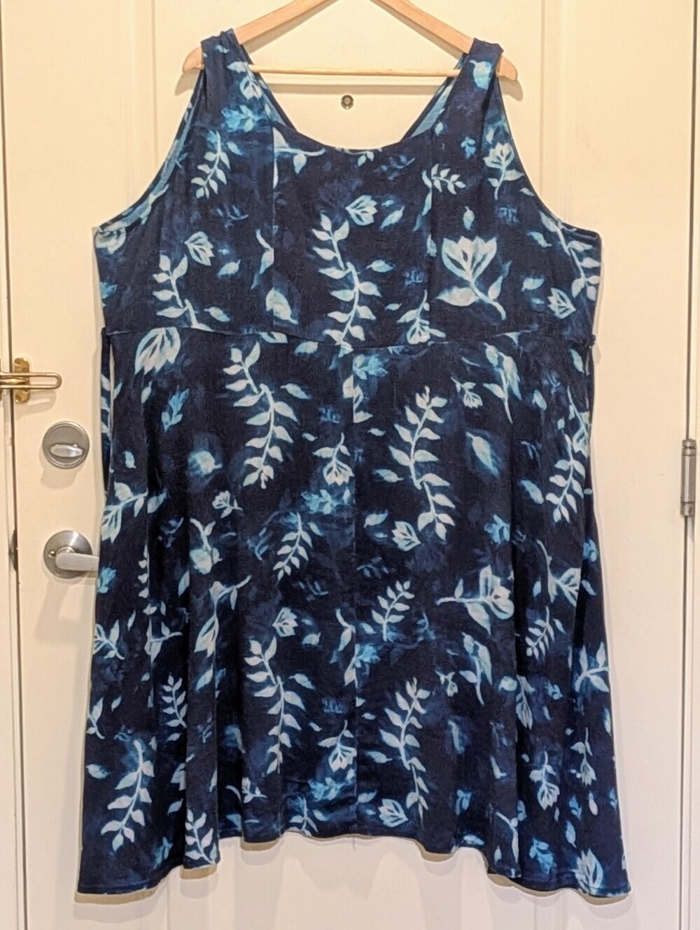 EUC Blue Sky 3X Linen Bamboo Blend Blue Midi Length Floral Summer Dress
